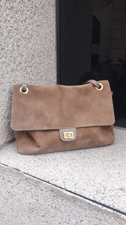 AURELIA flap bag medium Taupe scuro